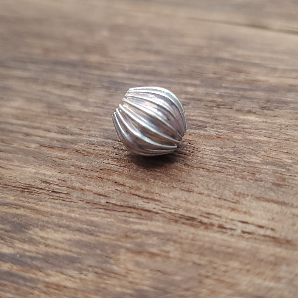 Silver flute charm Ball bead